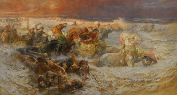 Pharao Armee Engulfed am Roten Meer Frederick Arthur Bridgman Ölgemälde